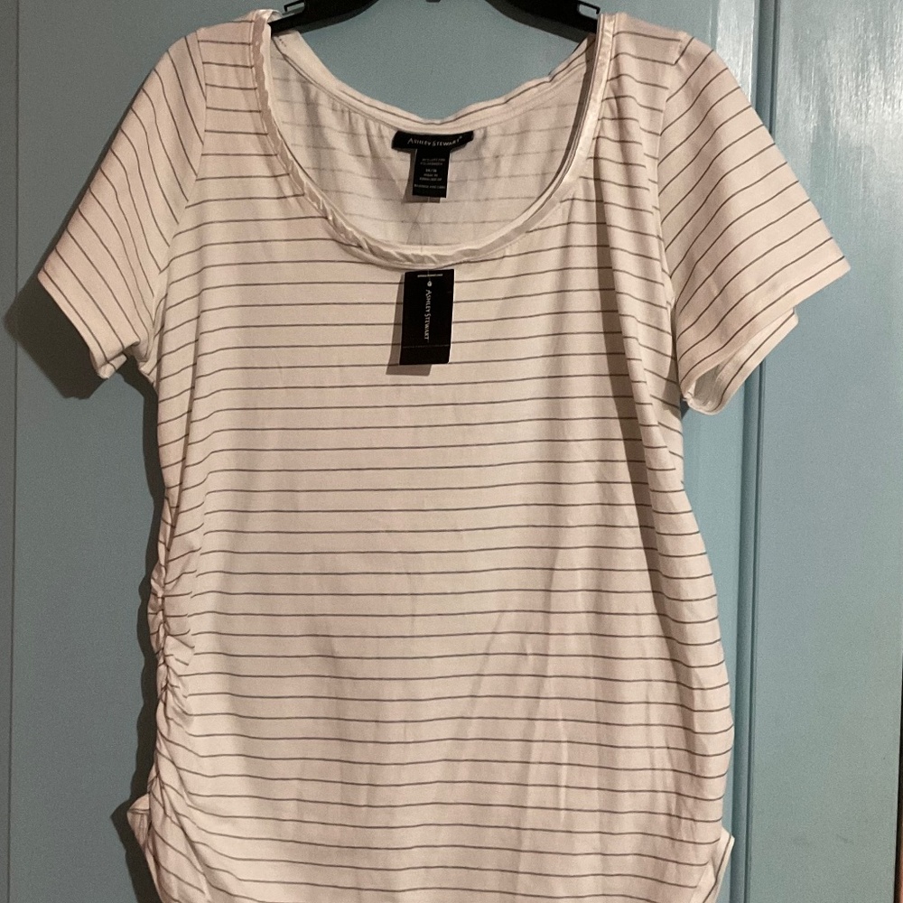 Ashley Stewart White Striped Shirt